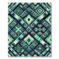 Teal Indigo Woven Geometric Brocade Foulard Rug