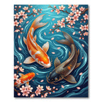 Koi Fish and Cherry Blossom Swirl Rug