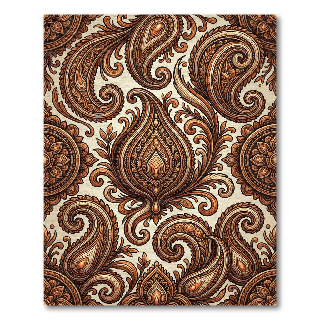 Golden Brown Paisley Floral Detail Rug