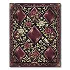 Elegant Crimson Rose Diamond Botanical Rug