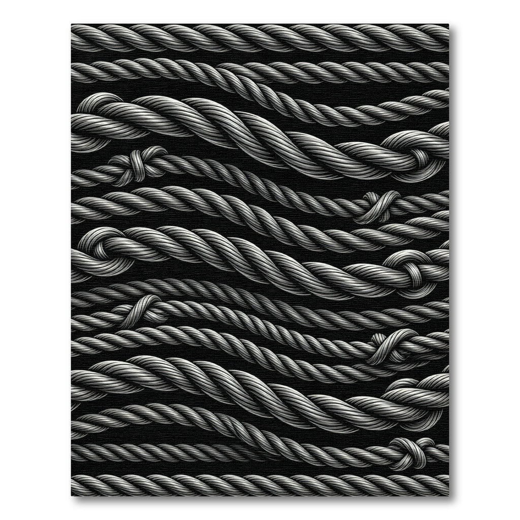 Textured Gray Twisted Rope Lines Rug
