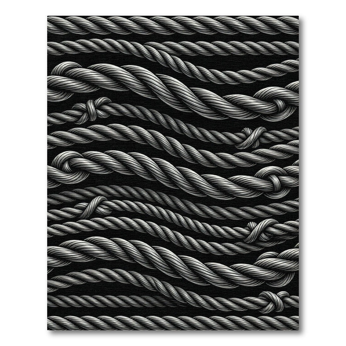 Textured Gray Twisted Rope Lines Rug