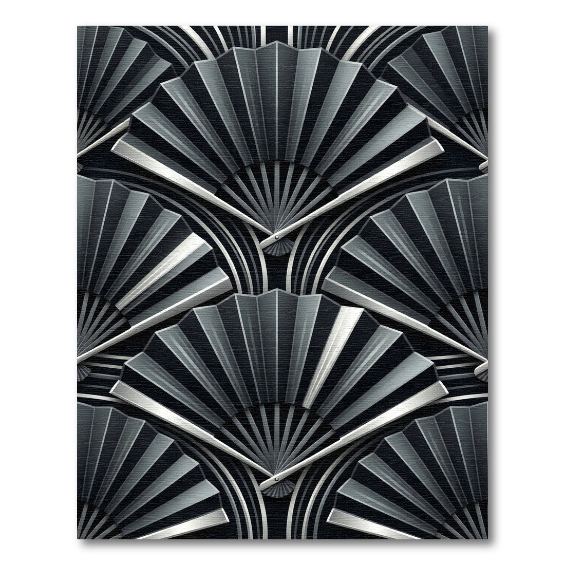 Art Deco Fan Monochrome Geometric Rug