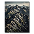 Jagged Mountain Peaks Over Gray Landscape Rug
