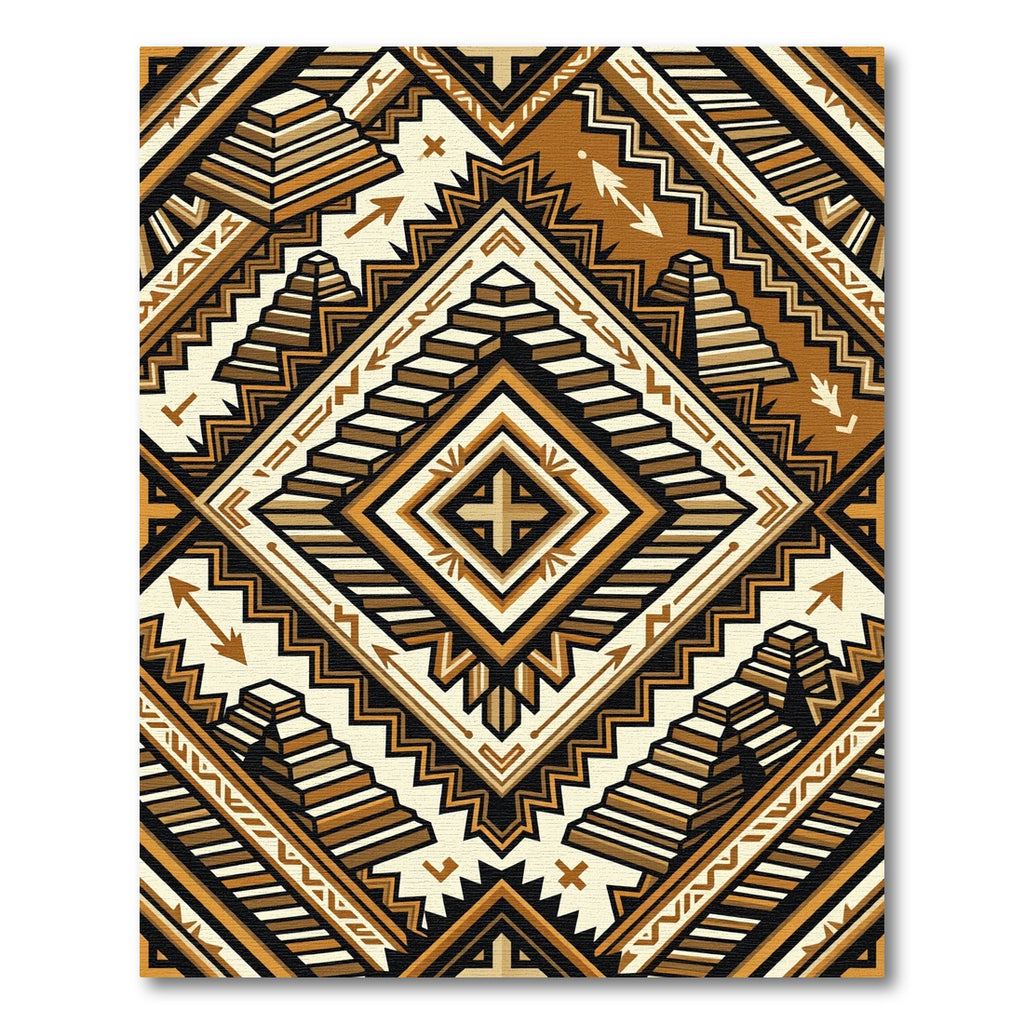 Amber Geometric Step Ziggurat Area Overlay Rug
