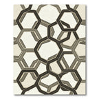 Monochromatic Geometric Interlocking Hexagons Rug