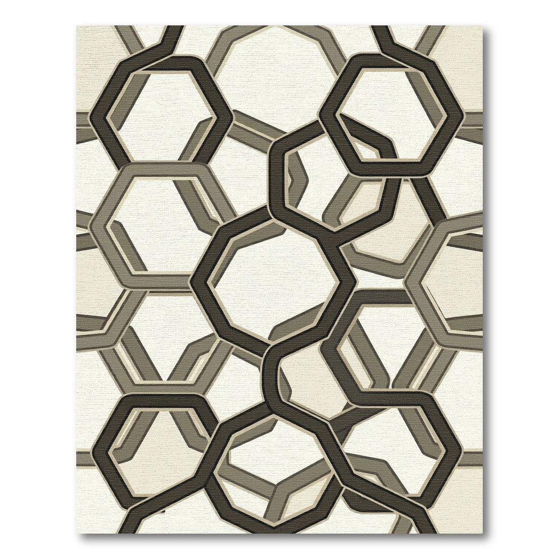 Monochromatic Geometric Interlocking Hexagons Rug