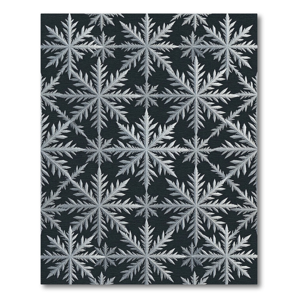 Minimalist White Winter Snowflake Geometric Rug