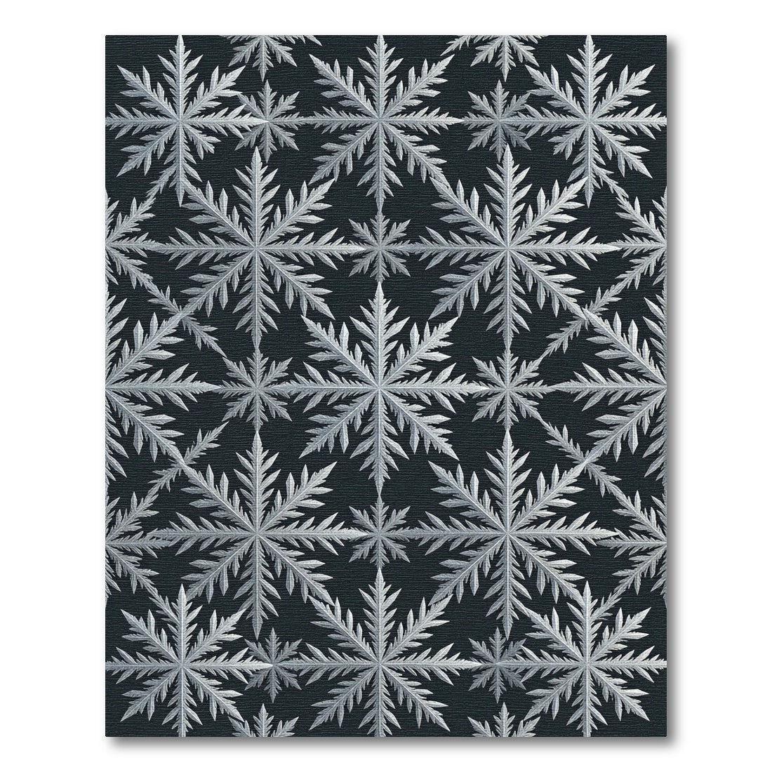Minimalist White Winter Snowflake Geometric Rug