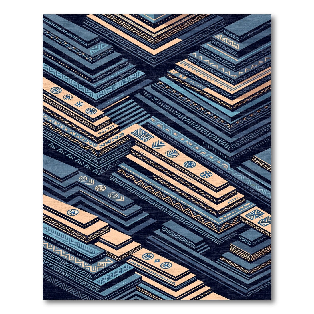 Native Geometric Terraced Steps Rug
