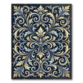 Ornate Gold and Navy Acanthus Scroll Rug
