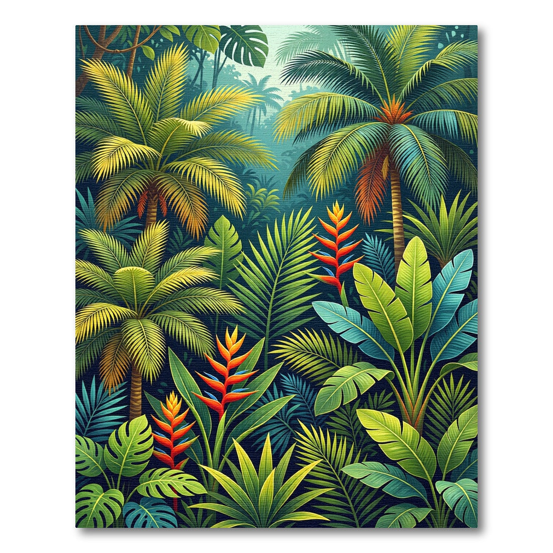 Vibrant Jungle Foliage Tropical Bird of Paradise Rug