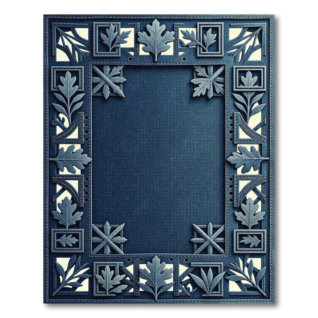 Blue Oak Leaf Vine Rectangular Rug
