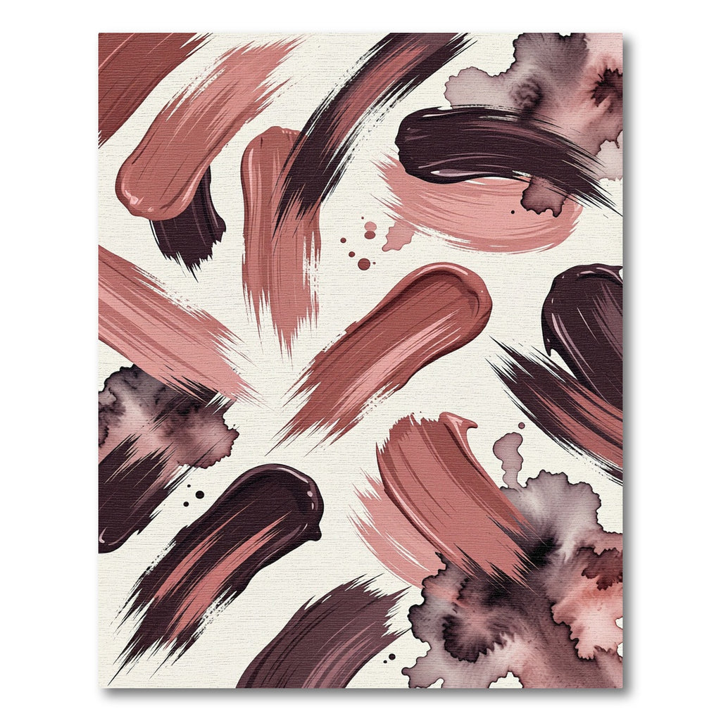 Abstract Mauve and Plum Brushstrokes Rug