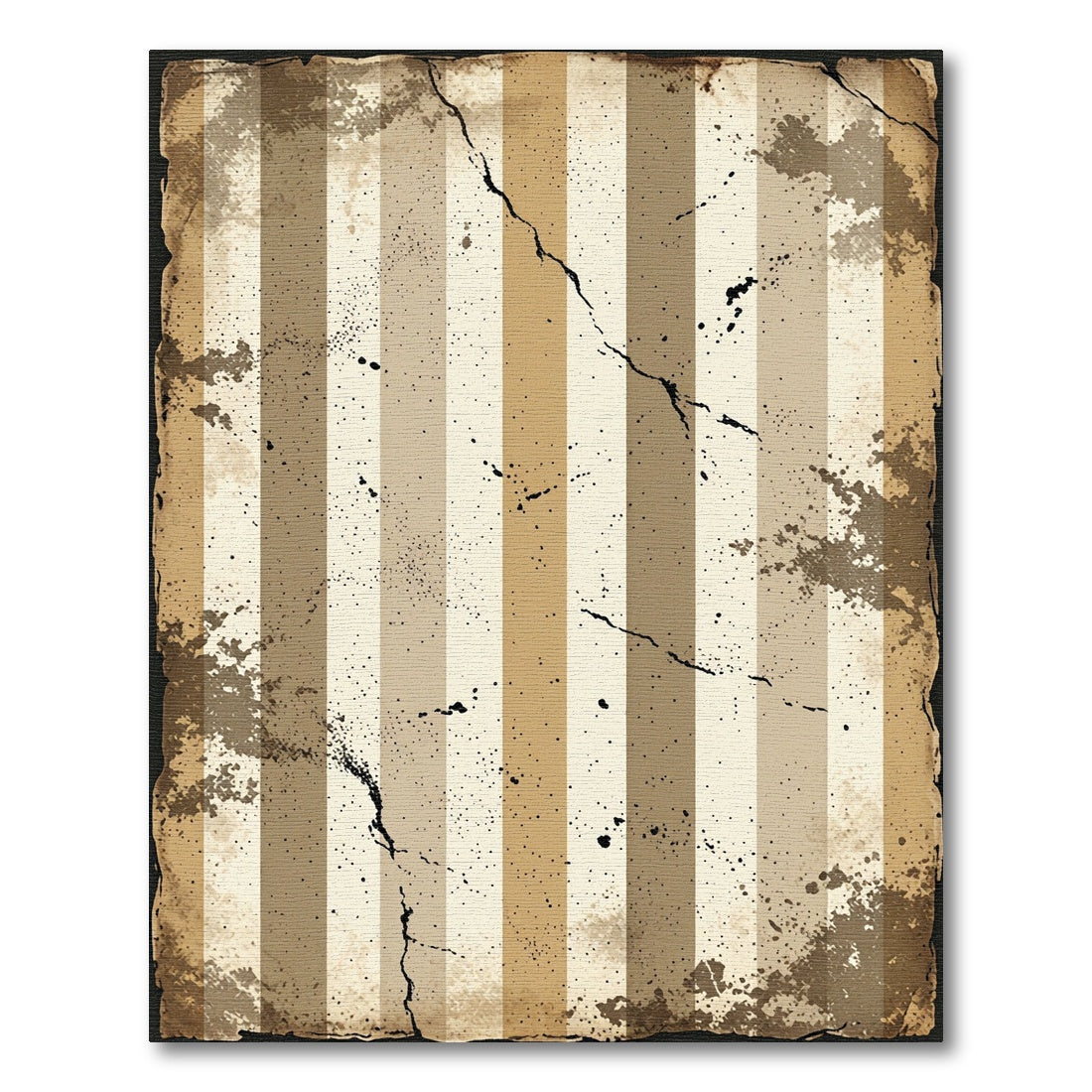 Aged Beige Vertical Stripe Splatter Rug