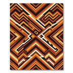 Abstract Amber Geometric Step Zigzag Rug