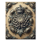 Gray Chrysanthemum Crown Medallion Rug