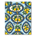 Blue Yellow Lemon Floral Medallion Rug