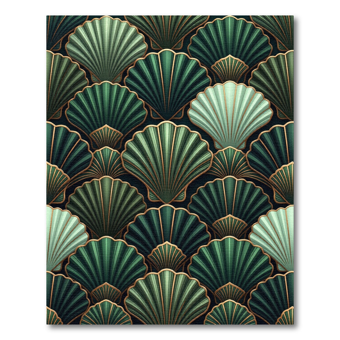 Deep Green Art Deco Fan Rug