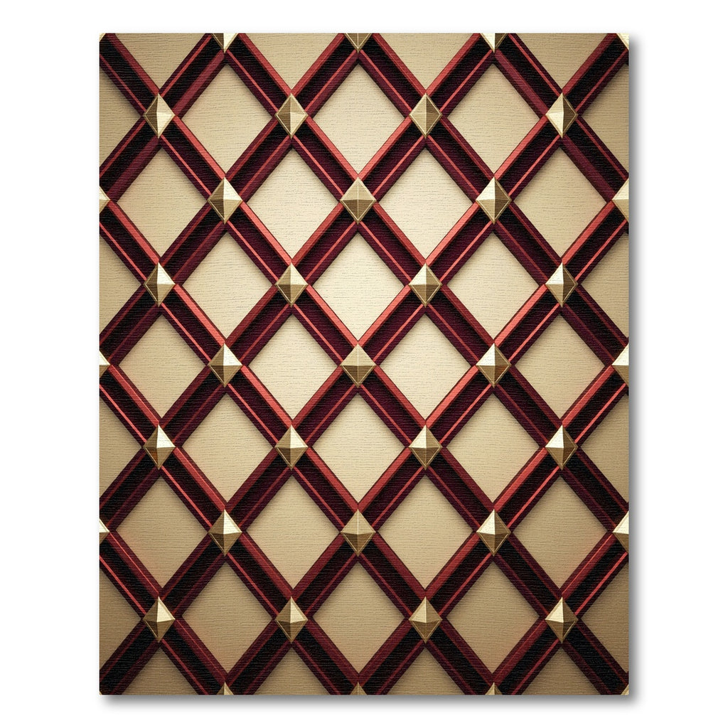 Crimson Gold Diamond Lattice Rug