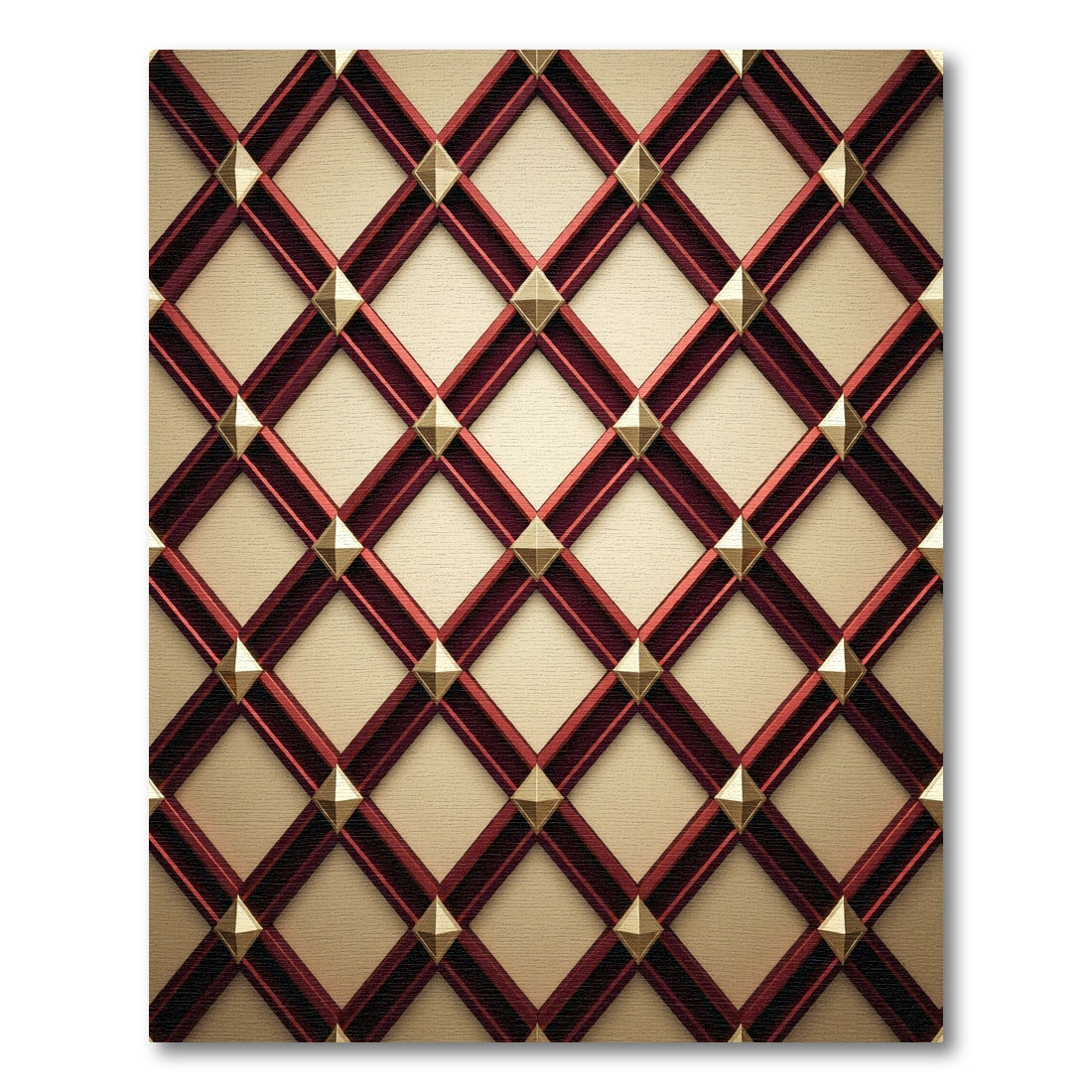 Crimson Gold Diamond Lattice Rug