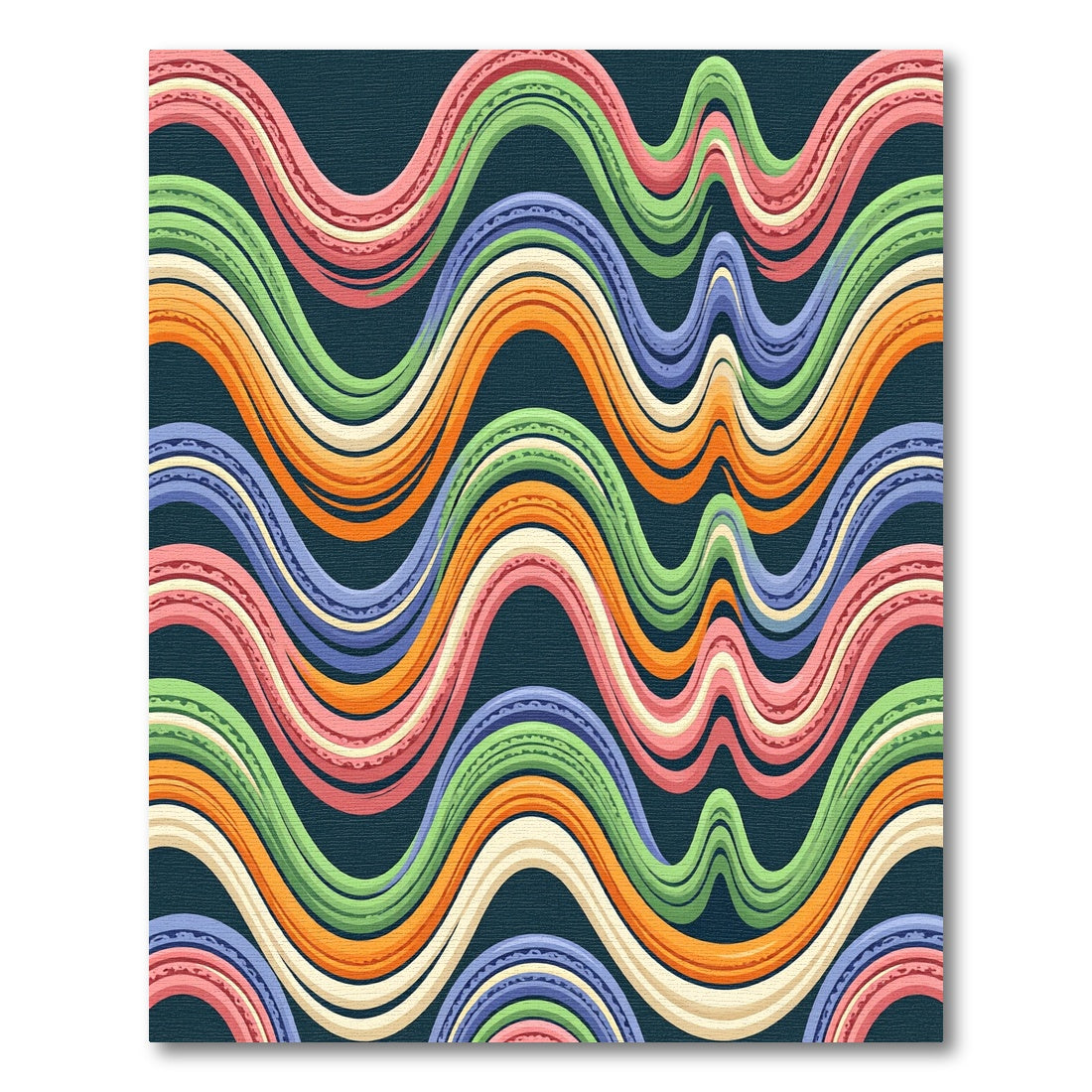 Colorful Wavy Stripe Abstract Rug