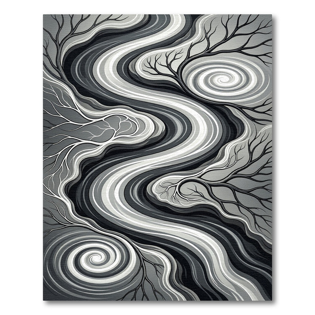 Monochromatic Abstract Flowing Swirl Wave Rug