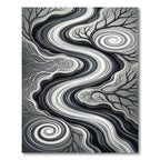 Monochromatic Abstract Flowing Swirl Wave Rug