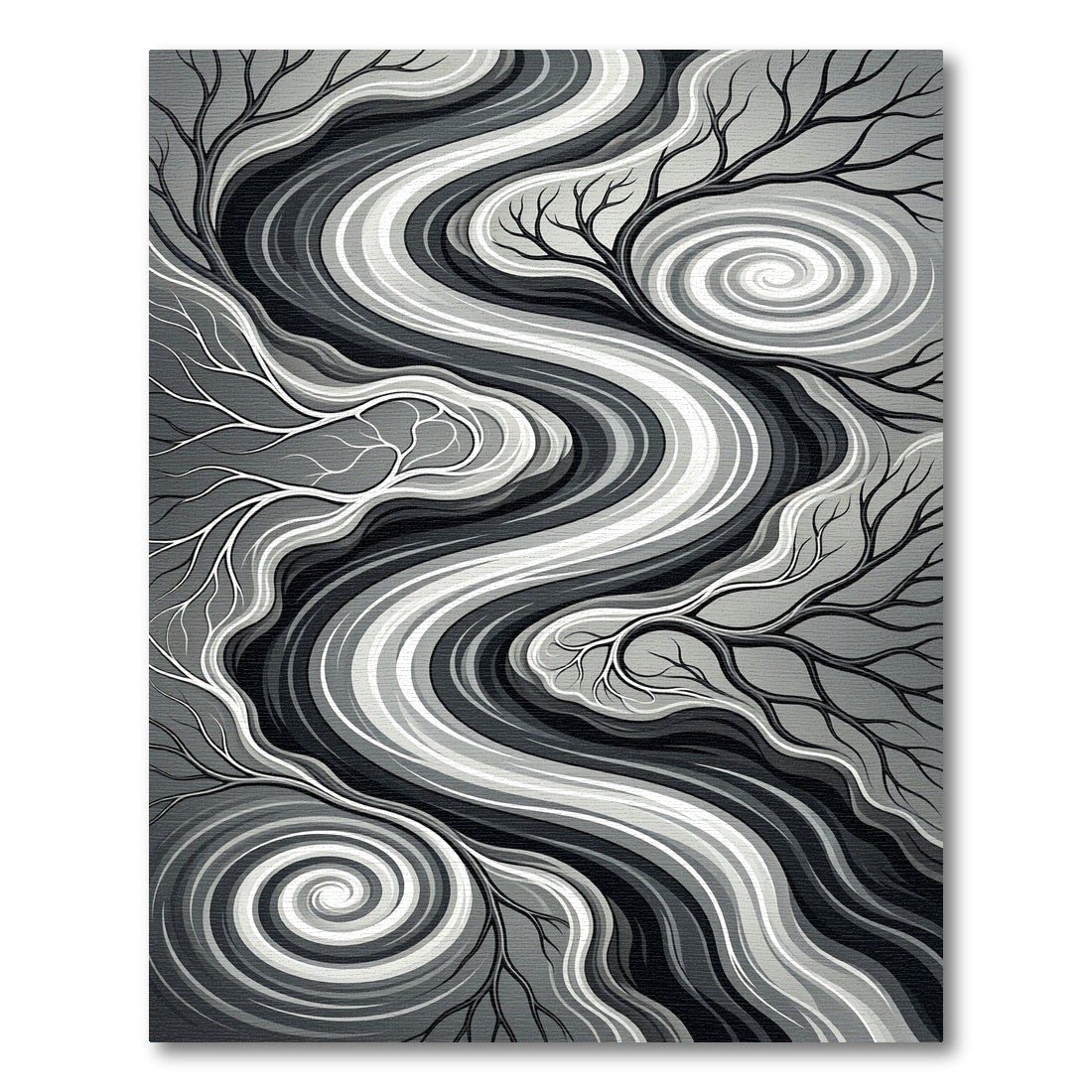 Monochromatic Abstract Flowing Swirl Wave Rug