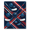 Dynamic Navy Red Hockey Stick Abstract Rug