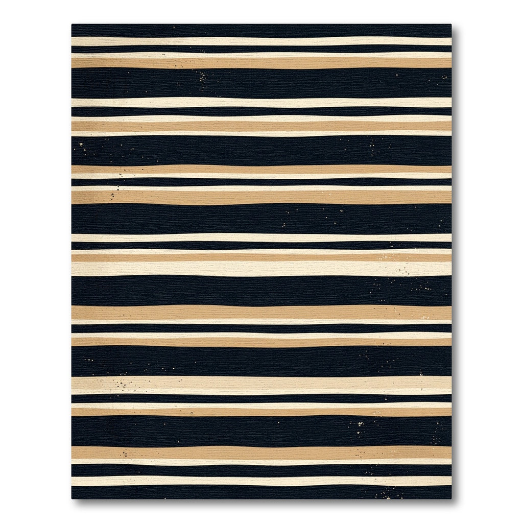 Modern Black Gold Striped Abstraction Rug