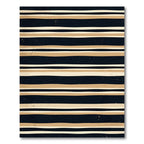 Modern Black Gold Striped Abstraction Rug