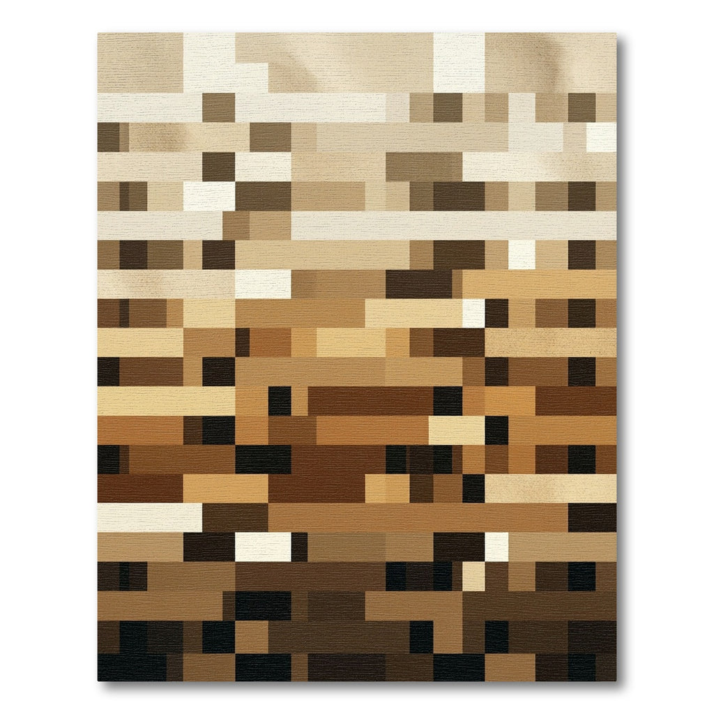Warm Earth Tones Pixelated Stripe Rug