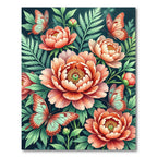Coral Peony Butterfly Garden Rug