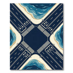 Aerial Intersection Navy Blue Wave Rug