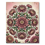 Vintage Pink Chrysanthemum Floral Mandala Rug
