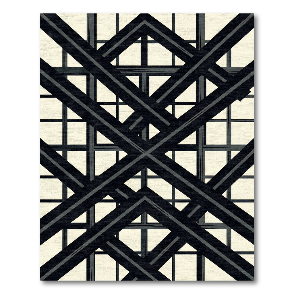 Bold Black Intersecting Lines Rug