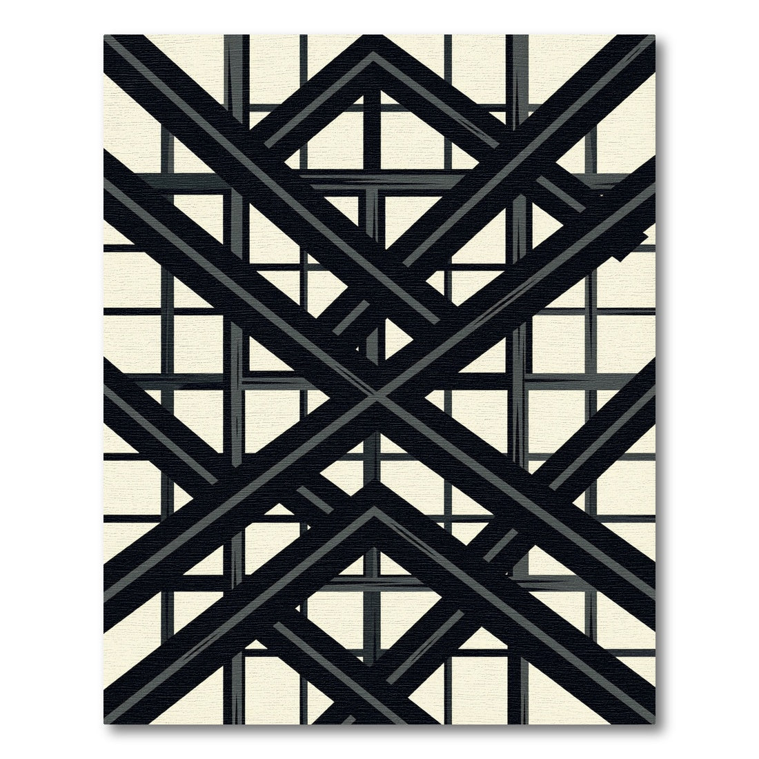 Bold Black Intersecting Lines Rug