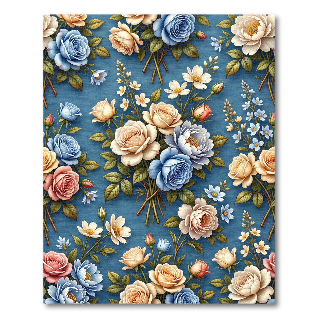Blue Sky Floral Bouquet Arrangement Rug
