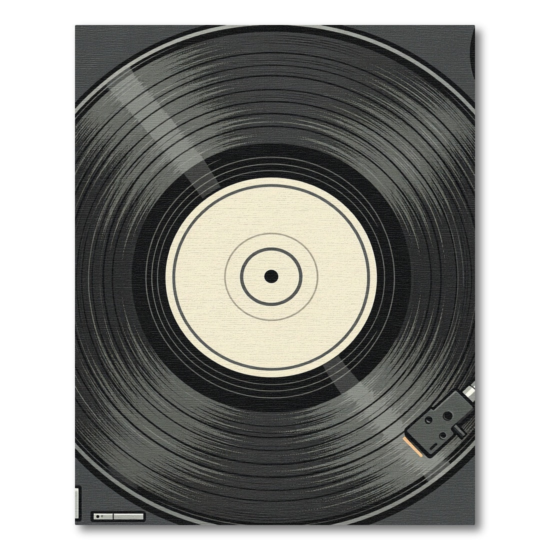 Minimalist Monochrome Vinyl Record Illustration Rug