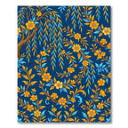 Botanical Willow Branch Golden Floral Navy Rug