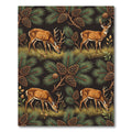 Woodland Deer Pinecone Forest Scene Rug