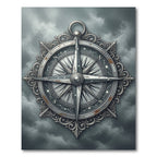 Antique Silver Celestial Compass Medallion Rug