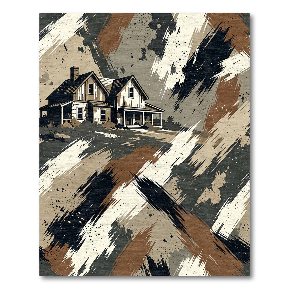 Rustic Farmhouse Grunge Abstract Strokes Rug