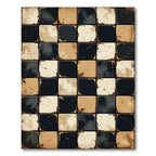 Distressed Black Tan Ceramic Tile Squares Rug