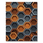 Modern Orange and Charcoal Geometric Hexagon Rug