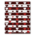 Red White Brown Repeating Heart Stripes Rug