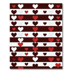 Red White Brown Repeating Heart Stripes Rug