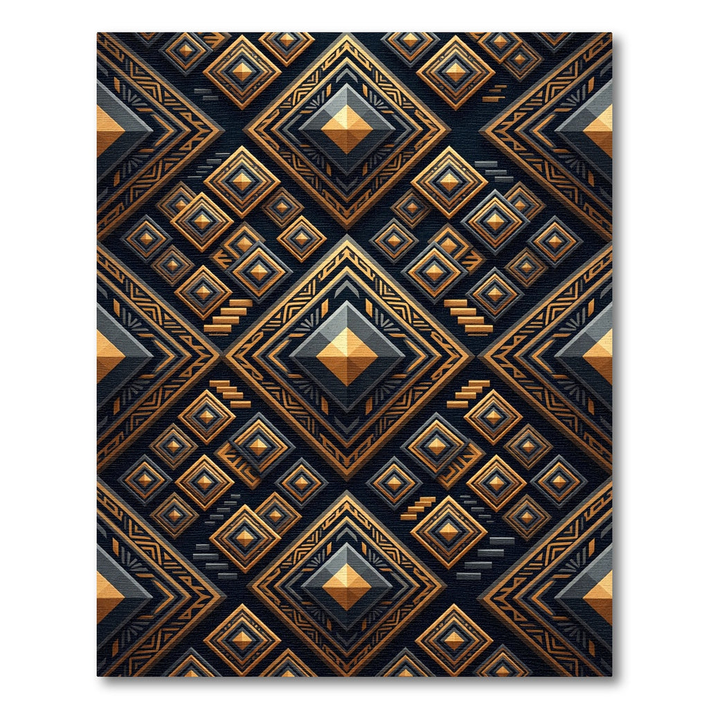 Golden Geometric Diamond Onyx Rug