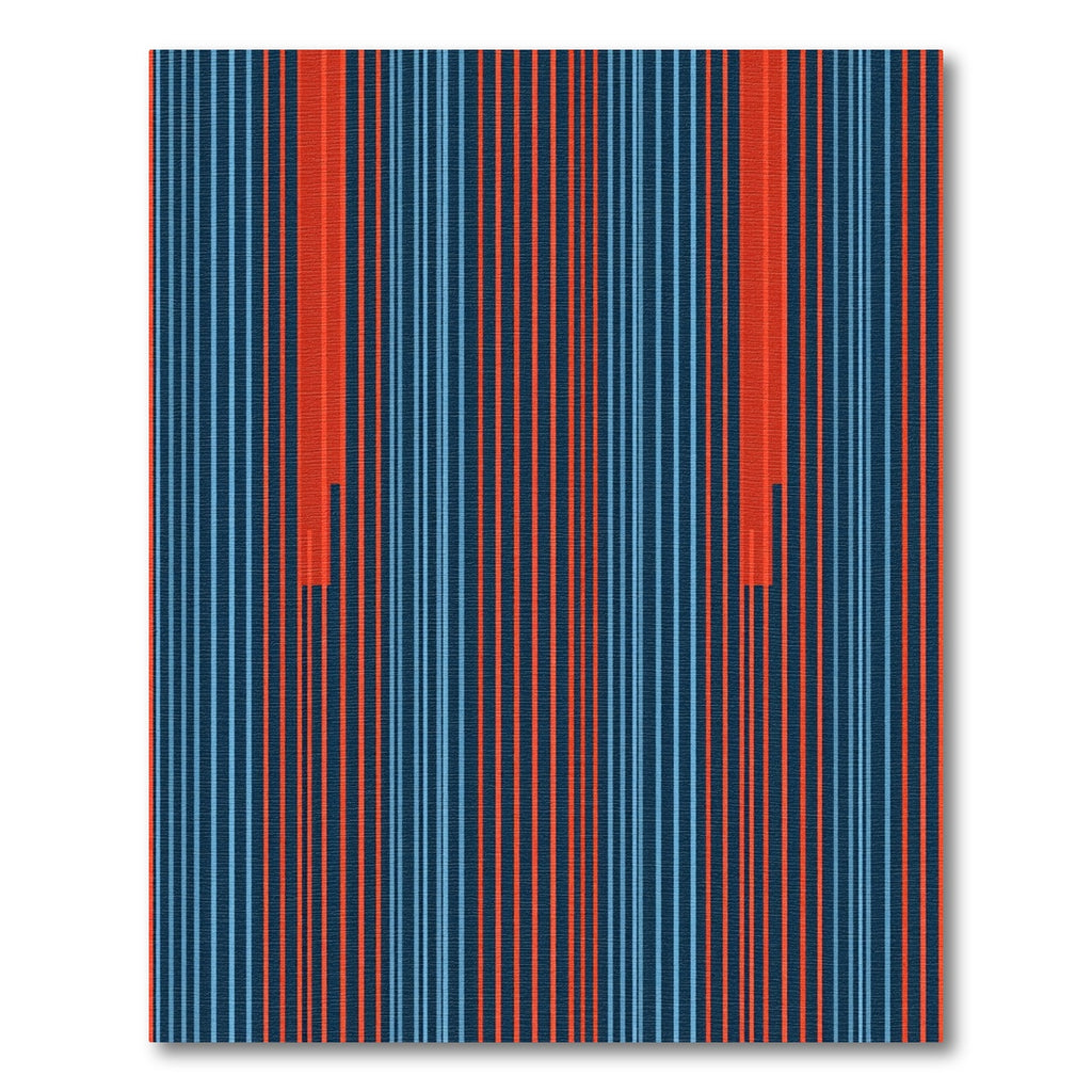 Bold Red Blue Vertical Stripe Rug